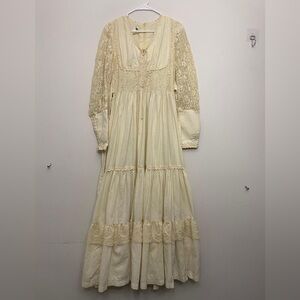 Gunne Sax Cream Lace Long Sleeve Dress